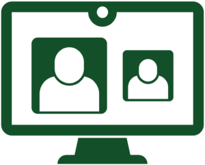 Desktop monitor with silhouette of people